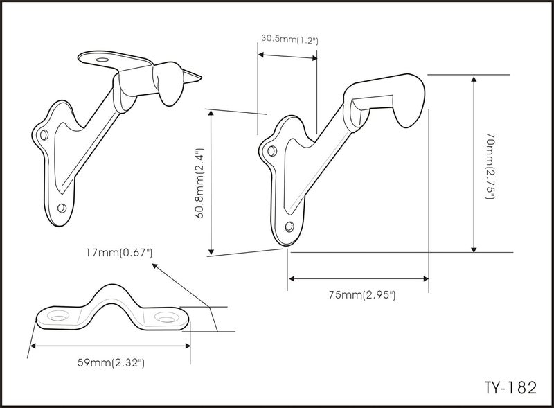 QCAA HandRail Brackets, 3", Zinc Die Cast, Aged Bronze, 4 Pack, Made in Taiwan - Image 3